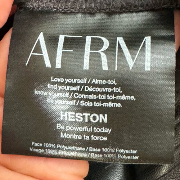 AFRM Pants 28 Black Heston Faux Leather High Rise Straight Leg 5 Pockets Lined - Picture 14 of 15